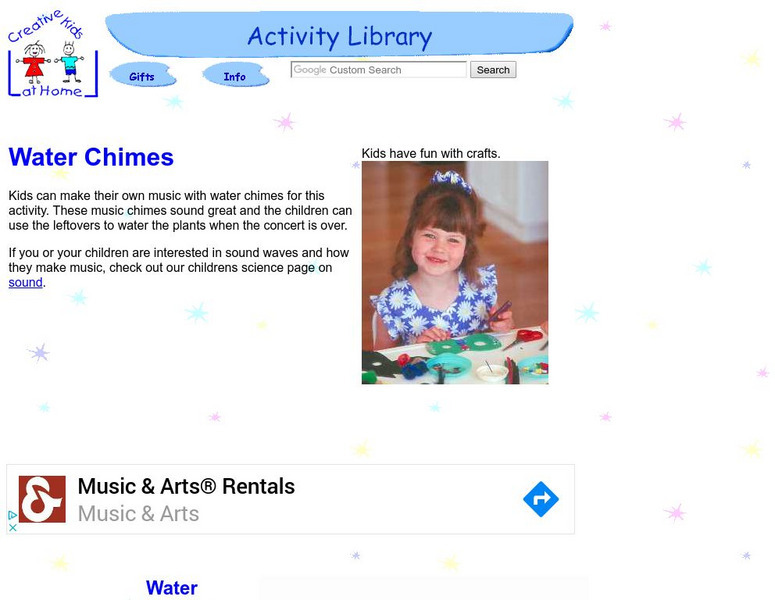 Creative Kids at Home: Water Chimes Activity Creative Kids at Home: Water Chimes Activity