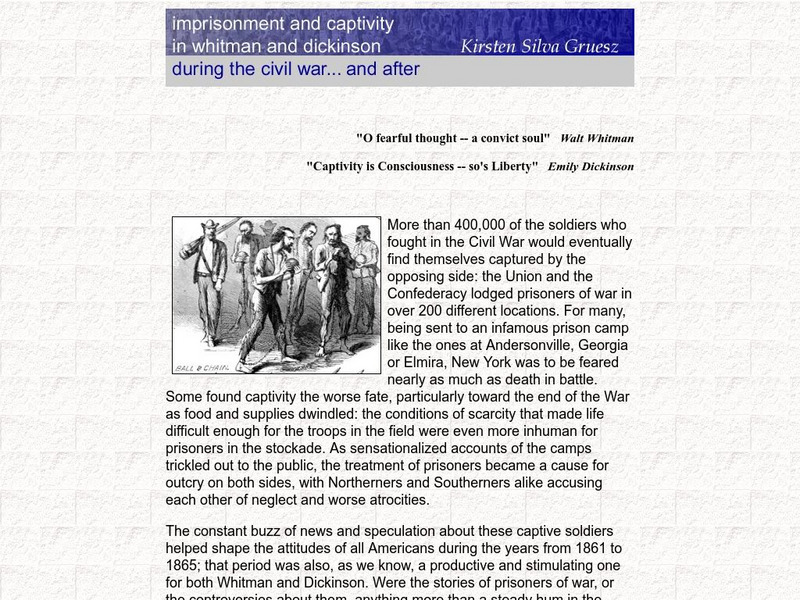 Imprisonment and Captivity in Whitman and Dickinson Website Imprisonment and Captivity in Whitman and Dickinson Website
