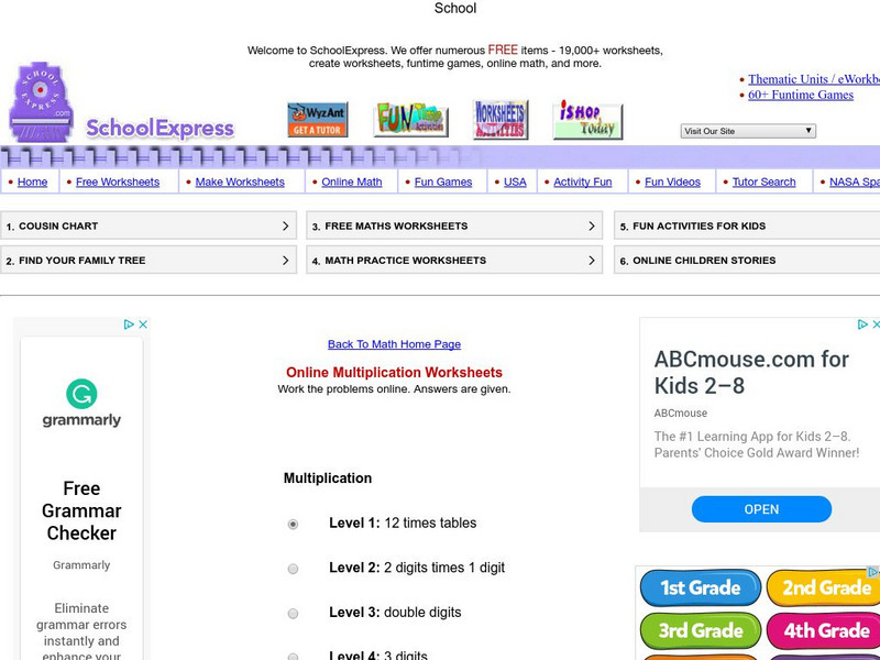 School Express: Multiplication Online Unknown Type School Express: Multiplication Online Unknown Type