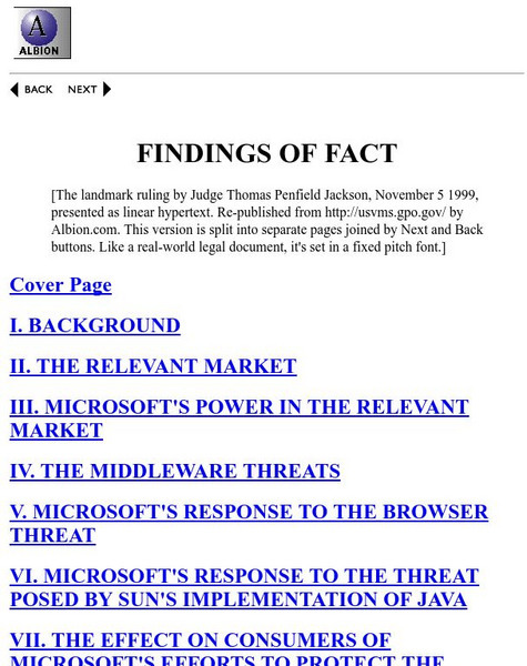 Albion: Usa v. Microsoft Corporation Primary Albion: Usa v. Microsoft Corporation Primary