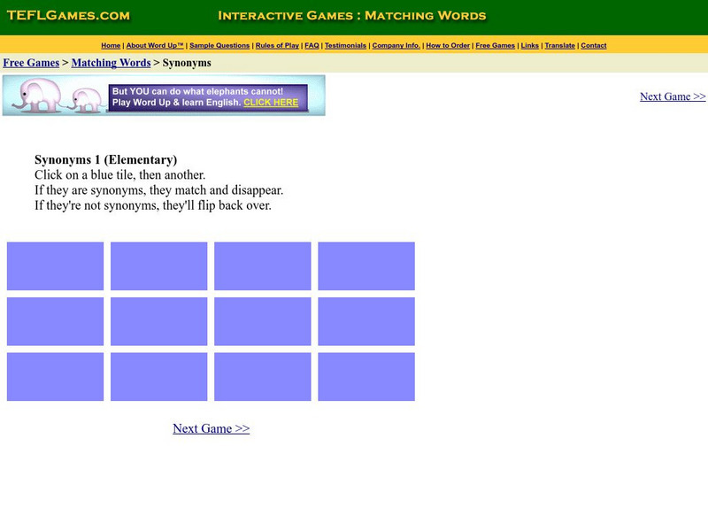 Tefl Interactive Esl Games: Matching Synonyms Interactive Tefl Interactive Esl Games: Matching Synonyms Interactive