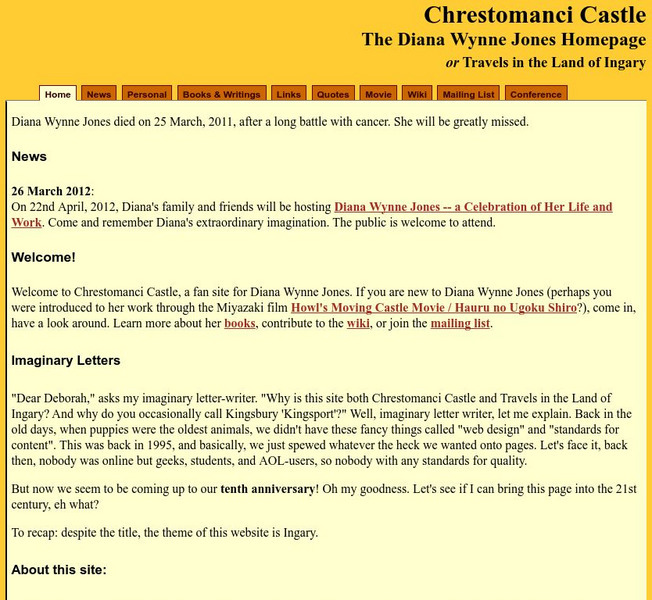 The Diana Wynne Jones Homepage Website