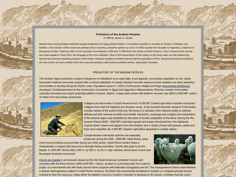 Prehistory of the Andean Peoples (1998) Website Prehistory of the Andean Peoples (1998) Website