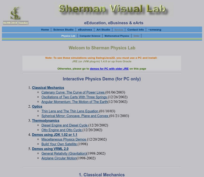 Sherman Visual Lab: Physics Lab Activity Sherman Visual Lab: Physics Lab Activity