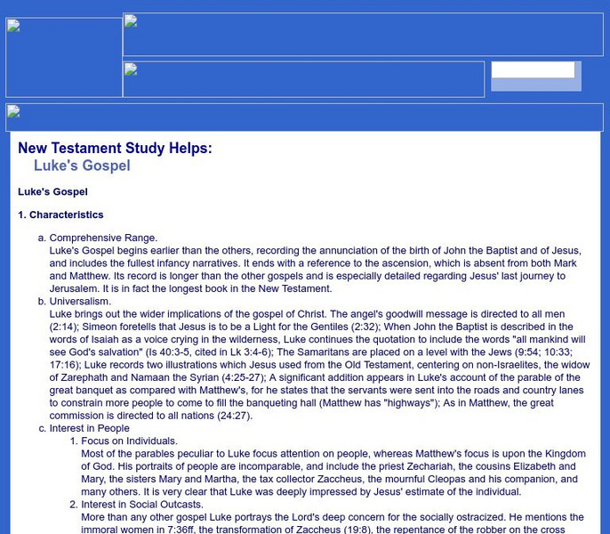 New Testament Study Helps: Luke's Gospel Website