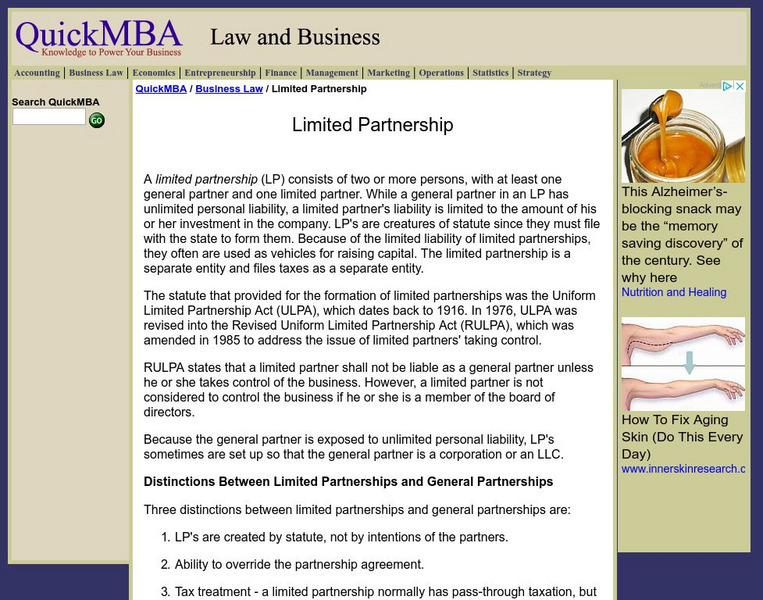 Quick Mba: Limited Partnership Activity
