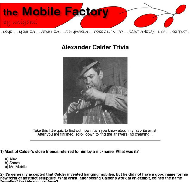 Alexander Calder Trivia Unknown Type Alexander Calder Trivia Unknown Type