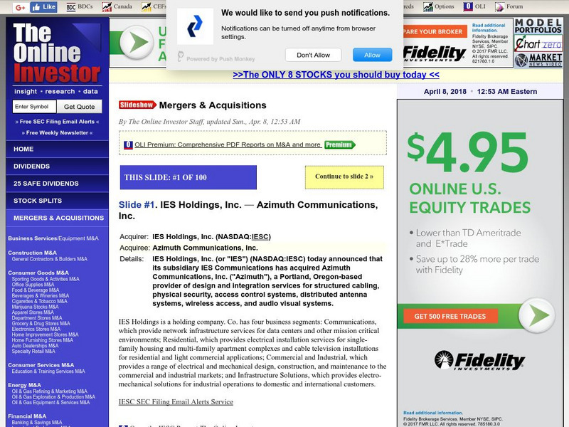 The Online Investor: Mergers & Acquisitions Website