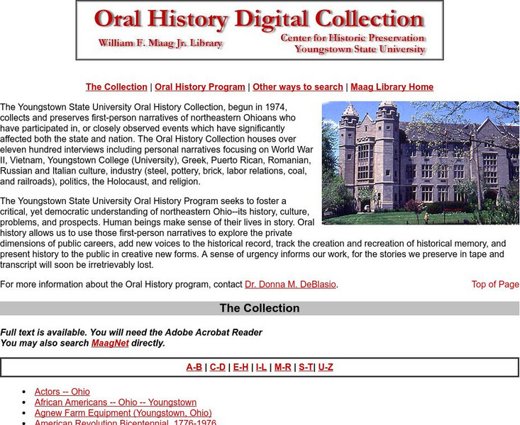 Oral History Digital Collection Primary Oral History Digital Collection Primary