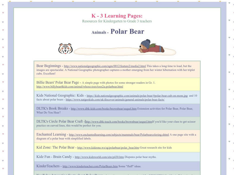 K 3 Learning Pages Web Resources: Polar Bears Website K 3 Learning Pages Web Resources: Polar Bears Website