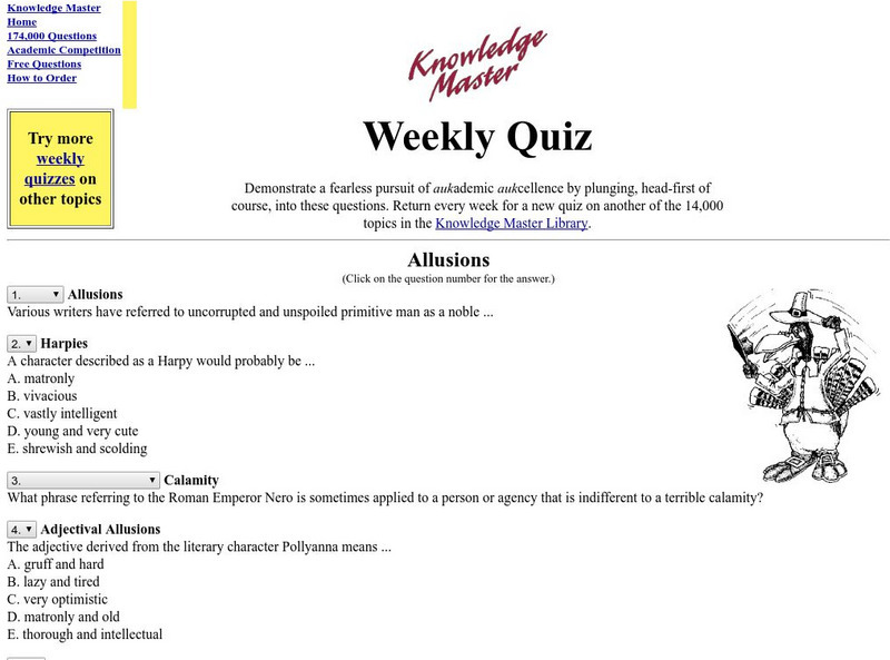 Knowledge Master Weekly Quiz: Allusions Unknown Type Knowledge Master Weekly Quiz: Allusions Unknown Type