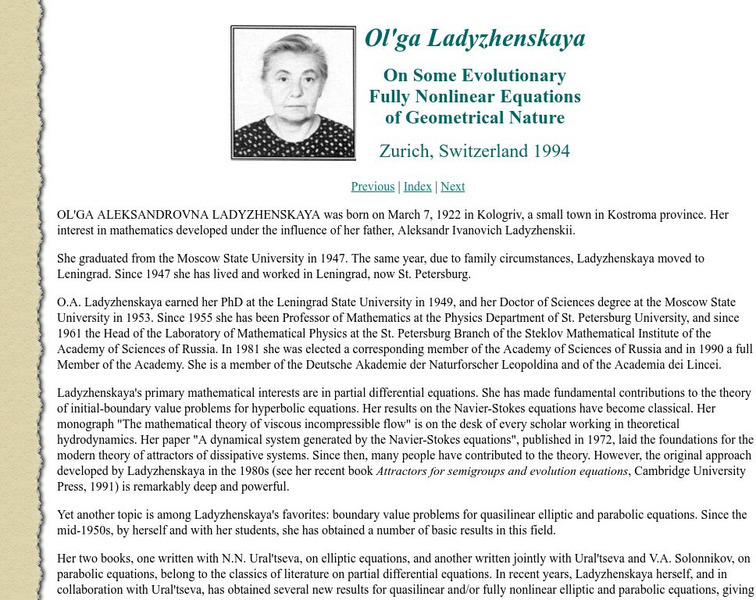 Association for Women in Math: Ol'ga Ladyzhenskaya Handout Association for Women in Math: Ol'ga Ladyzhenskaya Handout