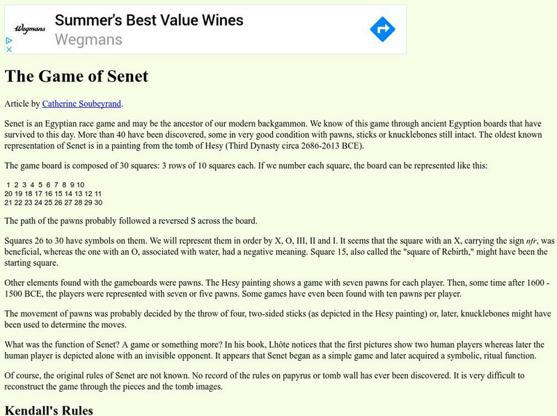 The Game of Senet Interactive