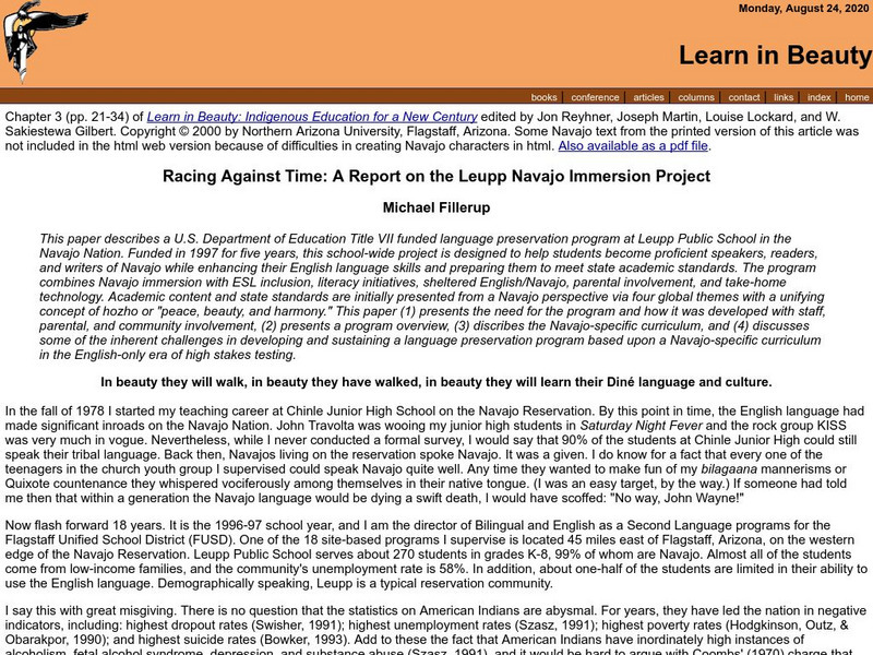 Racing Against Time: Navajo Immersion Project eBook Racing Against Time: Navajo Immersion Project eBook