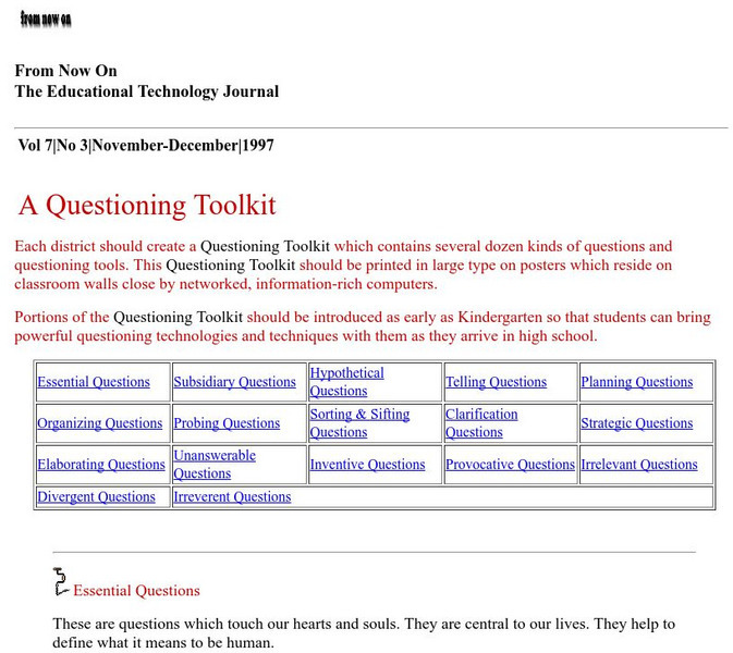 Fno: A Questioning Toolkit Handout Fno: A Questioning Toolkit Handout