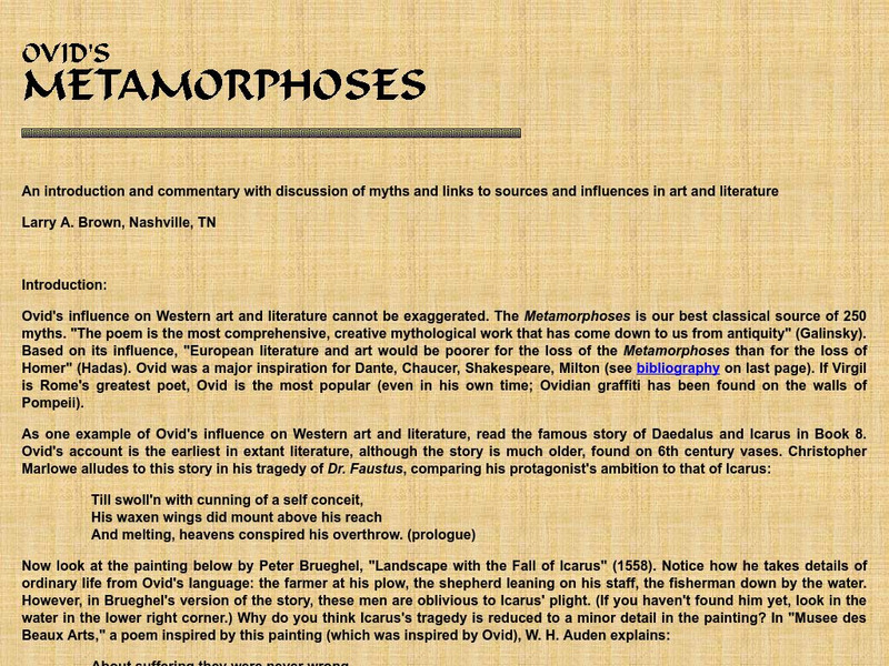 Ovid's Metamorphoses: Introduction and Commentary Website Ovid's Metamorphoses: Introduction and Commentary Website