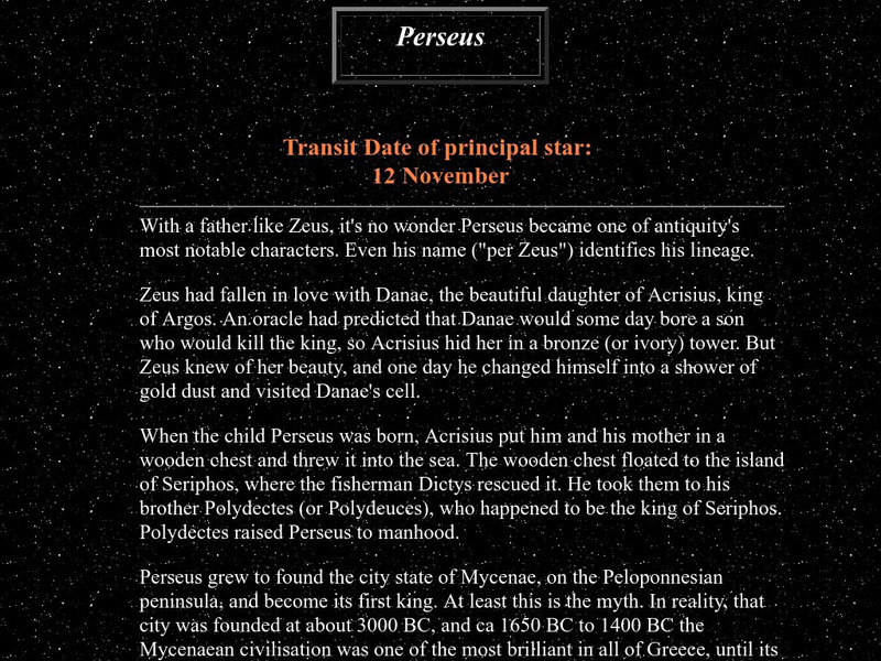The Constellations Web Page: Perseus Website The Constellations Web Page: Perseus Website