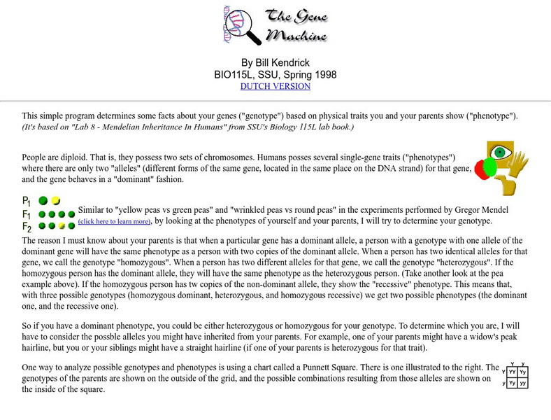 Biology Project: The Gene Machine Handout Biology Project: The Gene Machine Handout
