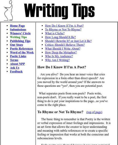 New Poets Press: Writing Tips Activity New Poets Press: Writing Tips Activity