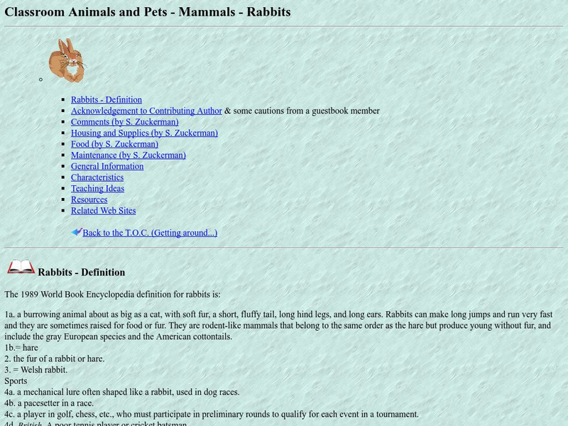 Classroom Animals and Pets Rabbits Handout Classroom Animals and Pets Rabbits Handout