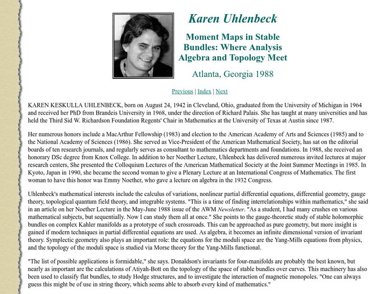 Awm: Karen Uhlenbeck Handout