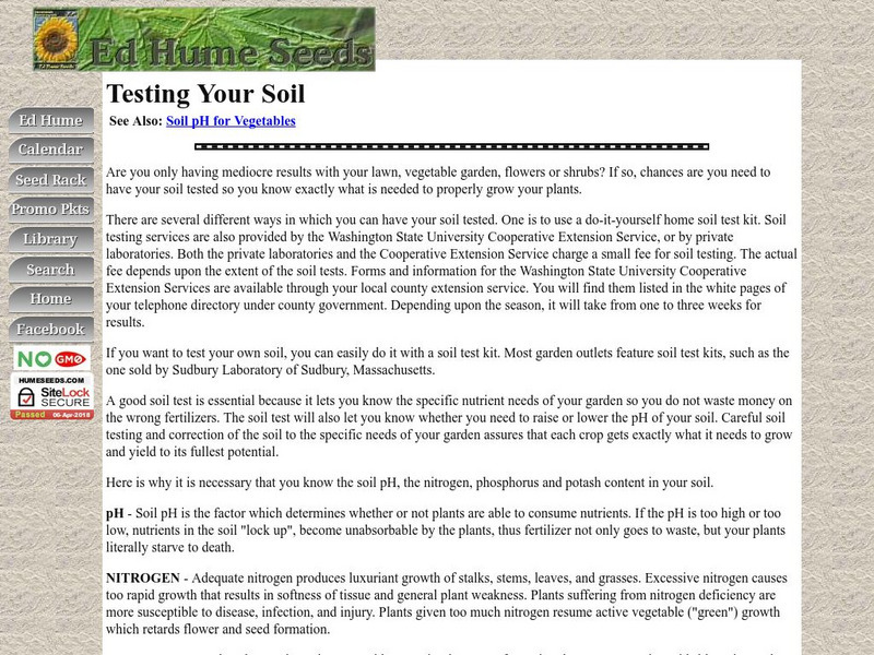 Ed Hume Seeds: Testing Your Soil Website Ed Hume Seeds: Testing Your Soil Website