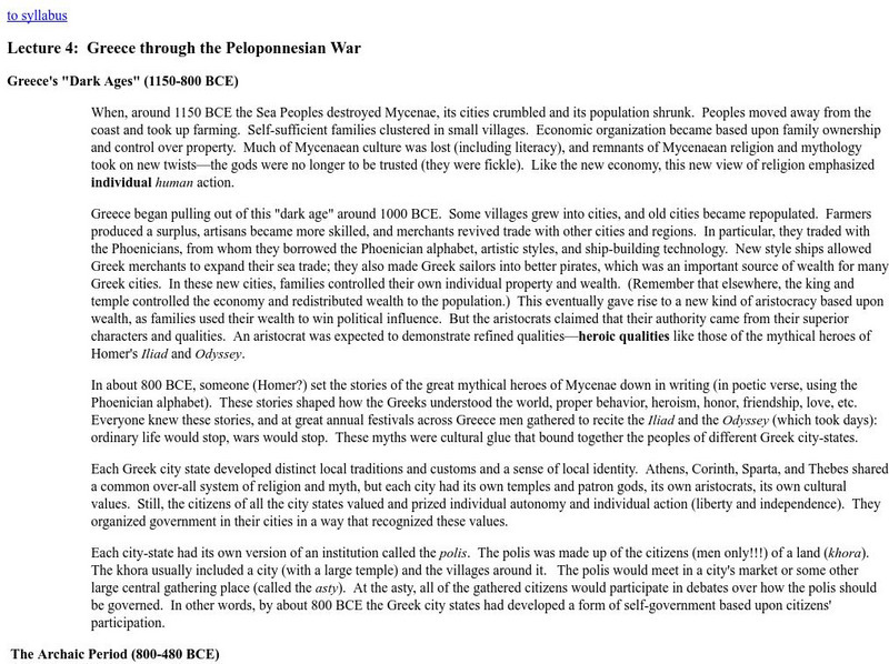 Greece Through the Peloponnesian War Handout Greece Through the Peloponnesian War Handout