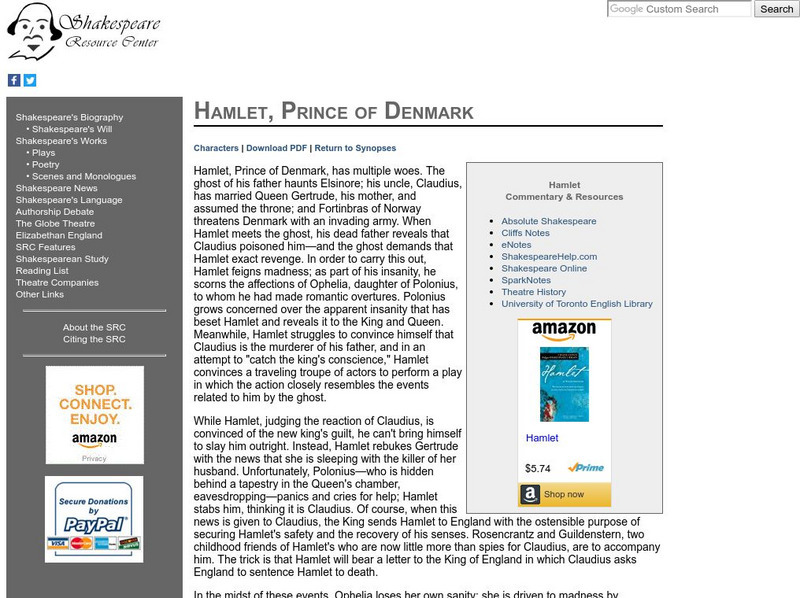 Shakespeare Resource Center: Hamlet, Prince of Denmark Website Shakespeare Resource Center: Hamlet, Prince of Denmark Website