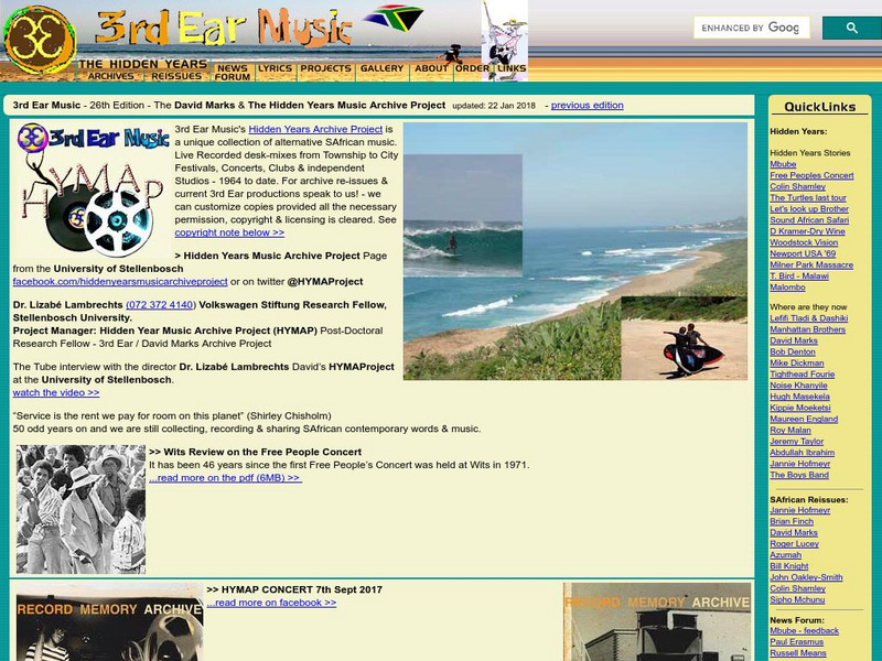 3rd Ear Music: The Music of South Africa Website 3rd Ear Music: The Music of South Africa Website