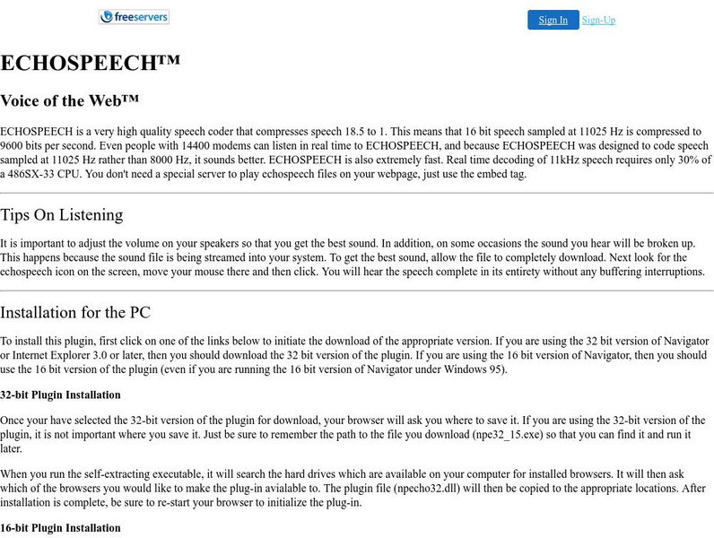Echospeech: Voice of the Web Professional Doc