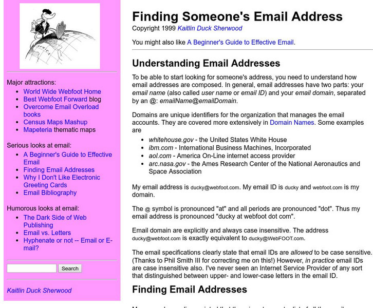 Webfoot: Finding Someone's Email Address Article Webfoot: Finding Someone's Email Address Article