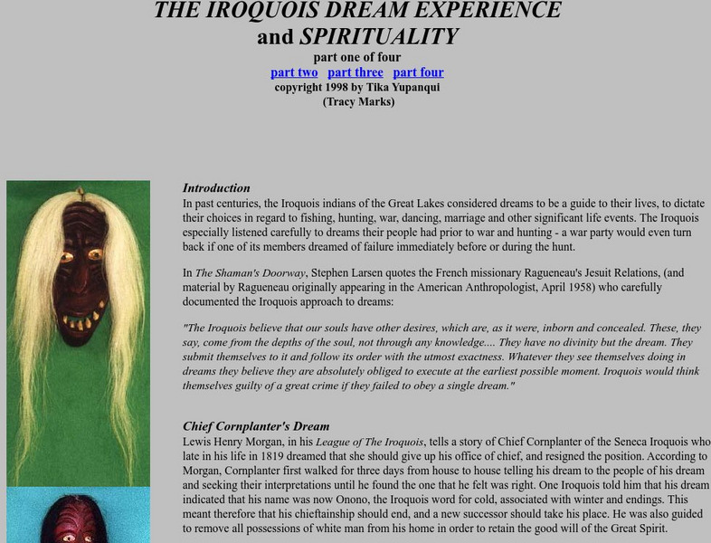Web Winds: The Iroquois Dream Experience and Spirituality Article Web Winds: The Iroquois Dream Experience and Spirituality Article
