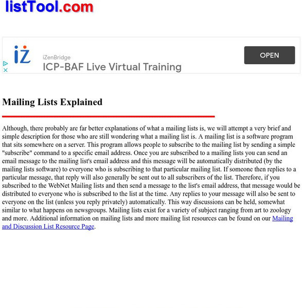 List Tool: Mailing Lists Explained Article