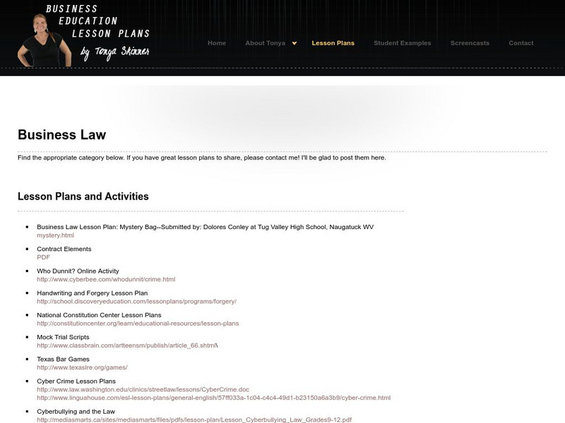 Tonya Skinner Business Education: Business Law Activity Lesson Plan Tonya Skinner Business Education: Business Law Activity Lesson Plan