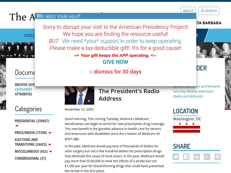 American Presidency Project: g.w. Bush Radio Address Primary American Presidency Project: g.w. Bush Radio Address Primary