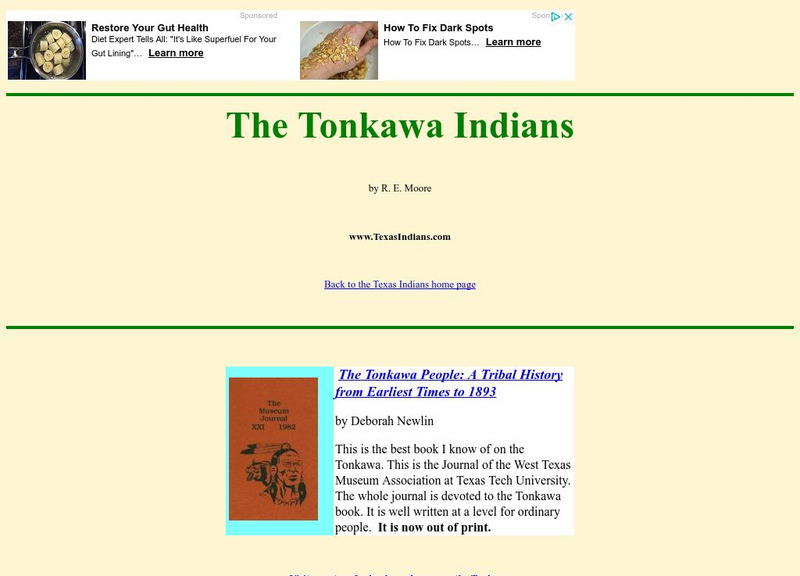 Edward. Moore and Texarch Associates: Texas Indians: The Tonkawa Indians Article Edward. Moore and Texarch Associates: Texas Indians: The Tonkawa Indians Article