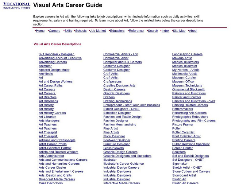 Vocational Information Center: Visual Art Career Guide Website
