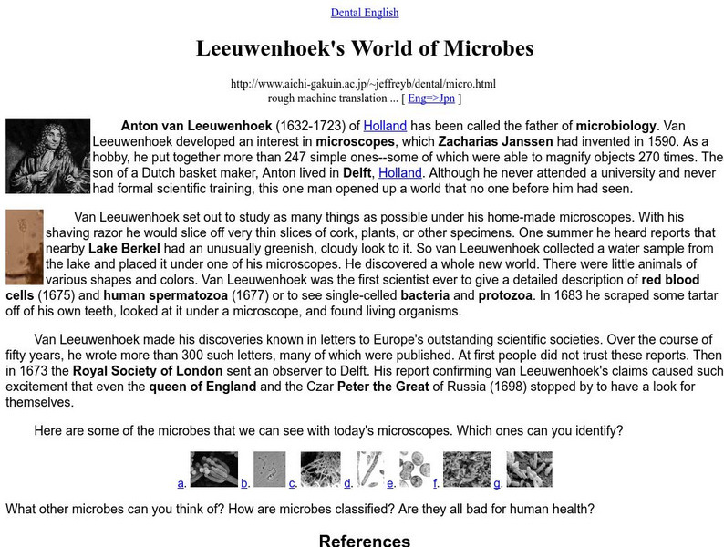 Leeuwenhoek's World of Microbes Handout
