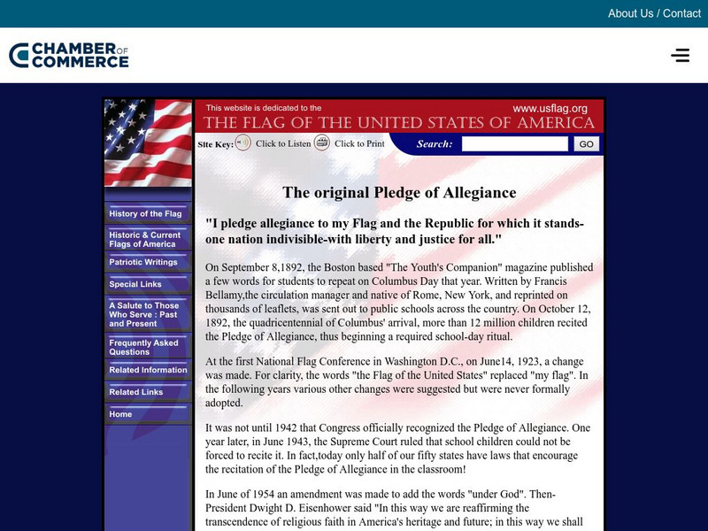 Us flag.org: The Original Pledge of Allegiance Handout Us flag.org: The Original Pledge of Allegiance Handout