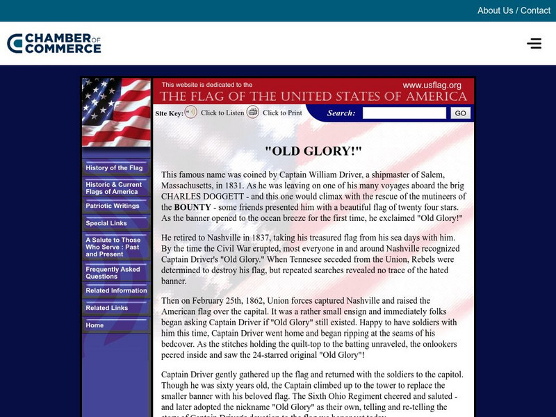 Us flag.org: "Old Glory!" Handout Us flag.org: "Old Glory!" Handout