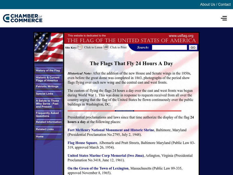 Us flag.org: The Flags That Fly 24 Hours a Day Handout Us flag.org: The Flags That Fly 24 Hours a Day Handout
