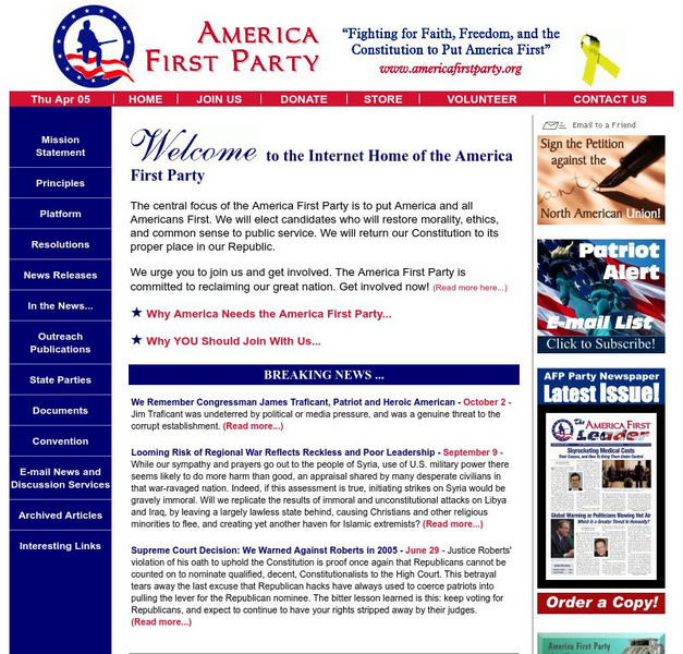 America First Party Website America First Party Website