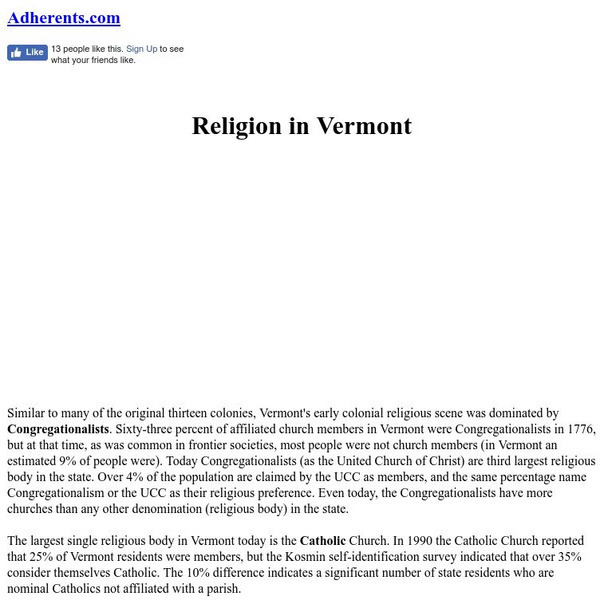 Adherents.com: Religion in Vermont Article