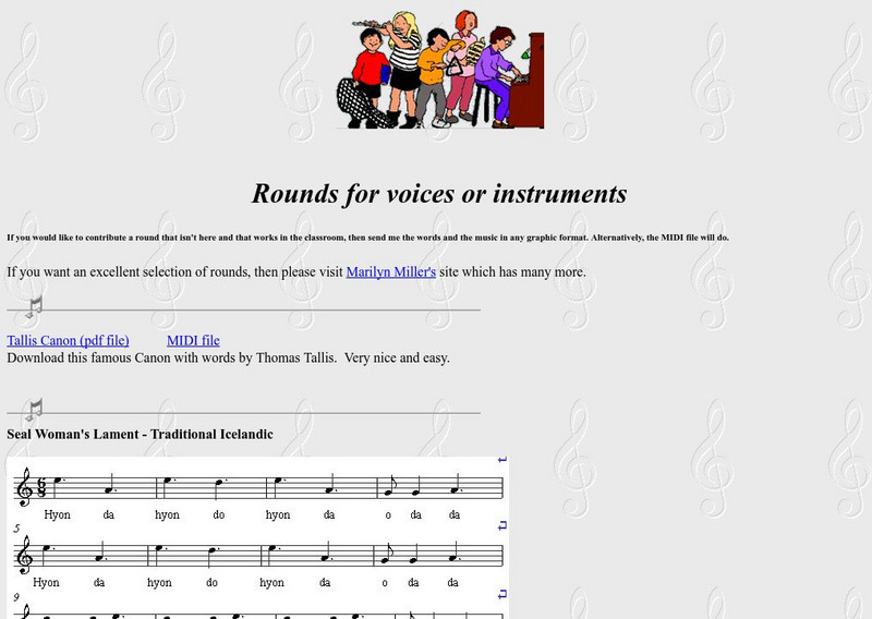 Music Teacher's Resource Site: Rounds for Voices or Instruments Handout