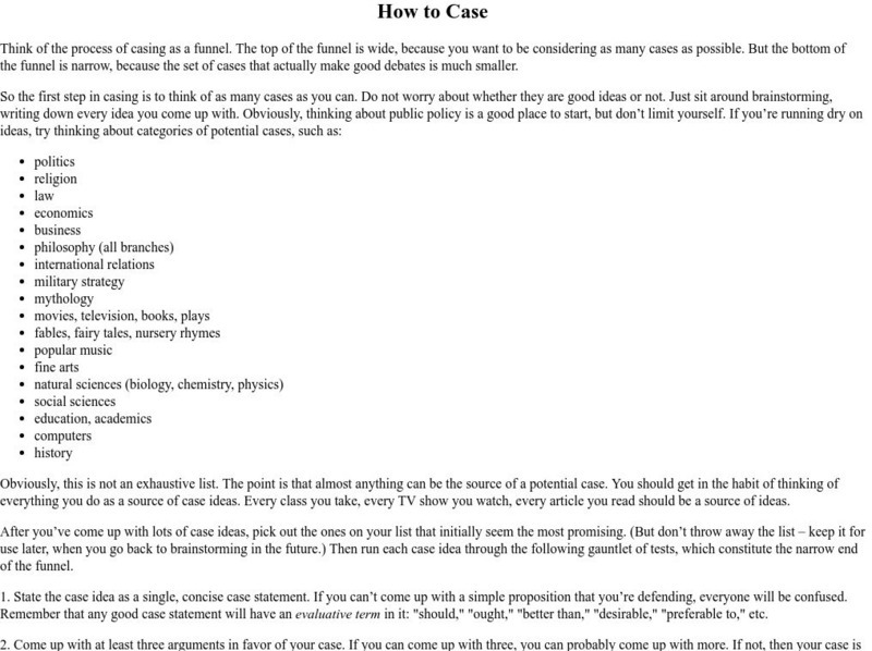 California State University, Northridge: How to Case Handout