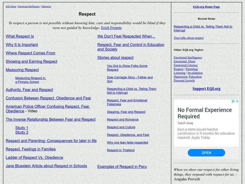 Eq Institute: Respect Website Eq Institute: Respect Website