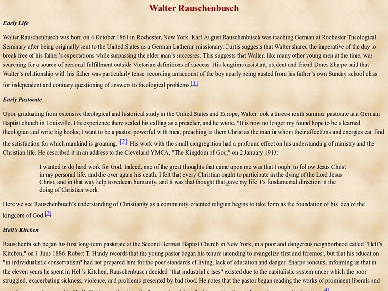 Walter Rauschenbusch Handout Walter Rauschenbusch Handout