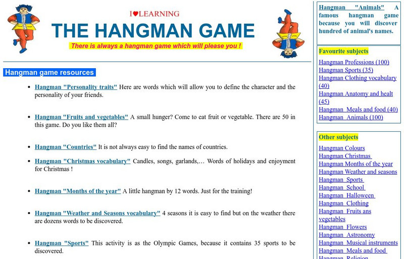 Hangman Games for Vocabulary Study Interactive Hangman Games for Vocabulary Study Interactive