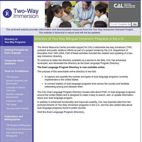 Directory of Two Way Bilingual Immersion Programs Website Directory of Two Way Bilingual Immersion Programs Website