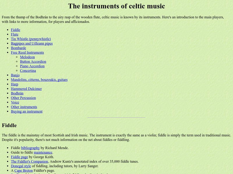 The Instruments of Celtic Music Website